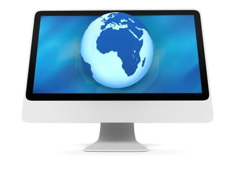 Blue earth on computer screen Stock-Illustration