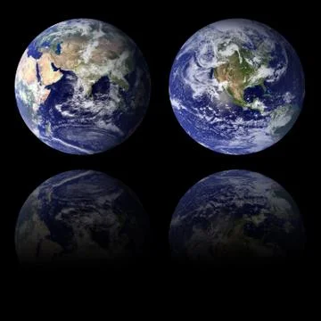 Blue Earth Eastern and Western Hemispheres Stock Illustration