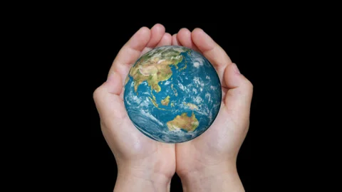 A Blue Earth Floating in the Palm of Your Hand Stock-Footage 327606767