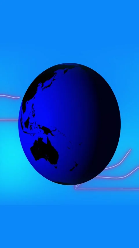 Blue earth globe with neon upward charts on gradient background. Earth plan.. Stock Footage 344840336