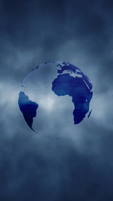 Blue earth globe rotation on cloudy blue loop background Video stock 340236846