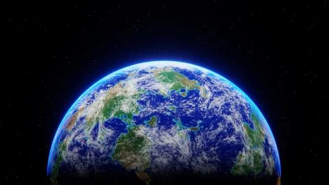 Blue Earth glows softly against dark space Stock-Illustration