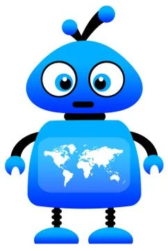 Blue earth robot Stock Illustration