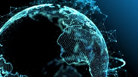 Blue earth technology, business and communications background loop Vidéo 70634603