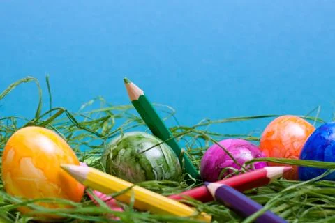 Blue easter background 스톡 사진