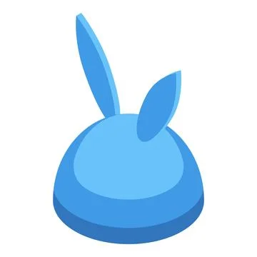 Blue easter bunny hat with long ears isometric icon Stock Illustration