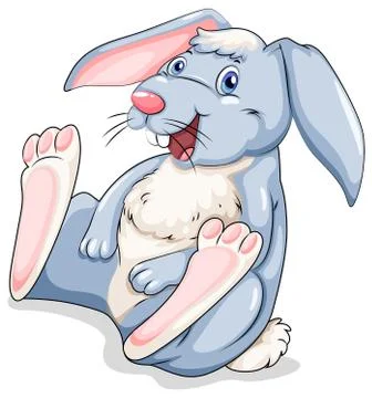 Blue easter bunny laughing Stock Illustration