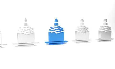 Blue Easter cake and candle icon isolated on white background. Happy Easter.. Illustrazione stock