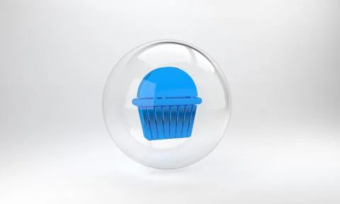 Blue Easter cake icon isolated on grey background. Happy Easter. Glass circle Stock Illustration