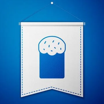 Blue Easter cake icon isolated on blue background. Happy Easter. White penn.. Illustrazione stock