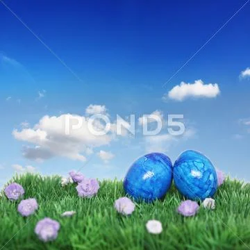Blue easter decoration Stock Illustration
