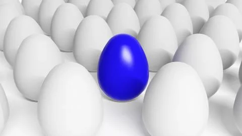 Blue Easter egg among white eggs 스톡 일러스트