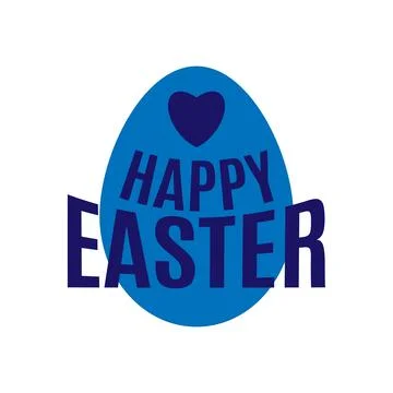 Blue Easter Egg with heart and text Happy Easter. Design elements for holid.. Illustrazione stock