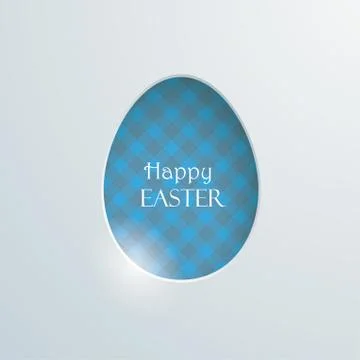 Blue easter egg in hole checked towel Stock Illustration