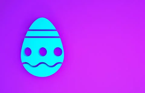 Blue Easter egg icon isolated on purple background. Happy Easter. Minimalism  Stock Illustration