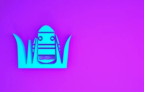 Blue Easter egg icon isolated on purple background. Happy Easter. Minimalism  Stock Illustration