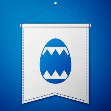 Blue Easter egg icon isolated on blue background. Happy Easter. White pennant Stock Illustration