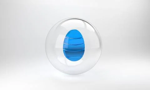 Blue Easter egg icon isolated on grey background. Happy Easter. Glass circle  Stock Illustration