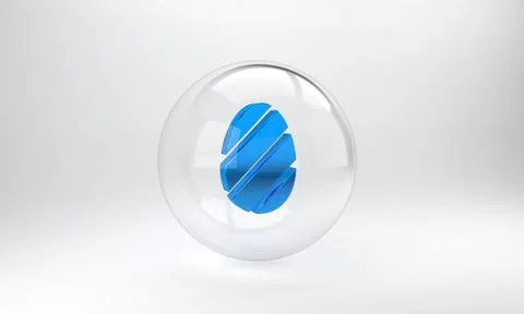 Blue Easter egg icon isolated on grey background. Happy Easter. Glass circle  イラスト素材