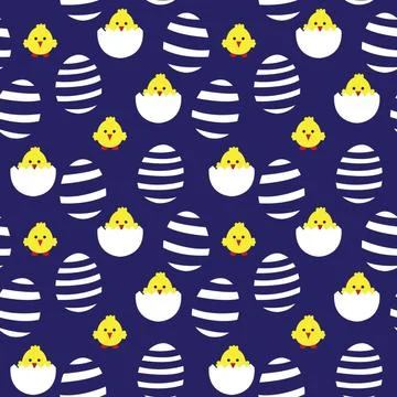 Blue Easter Egg Seamless Pattern Background Stock Illustration