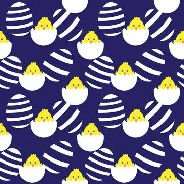 Blue Easter Egg Seamless Pattern Background Stock Illustration