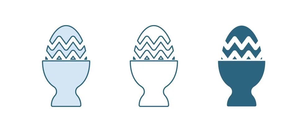 Blue Easter egg on a stand icon isolated on white background. Happy Easter... Stock Illustration