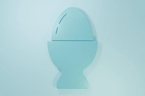 Blue Easter egg on a stand icon isolated on blue background. Happy Easter. .. Stock Illustration