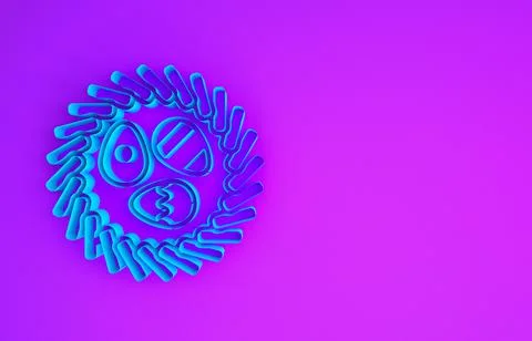 Blue Easter egg in a wicker nest icon isolated on purple background. Happy Ea Stock Illustration