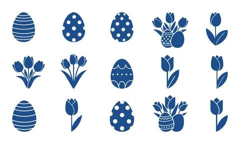 Blue easter eggs and flowers Stock Illustration