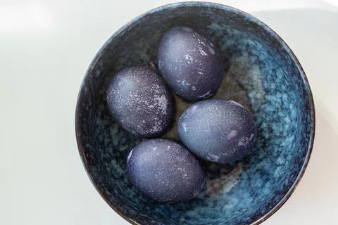 Blue easter eggs in a bow Stock Photos
