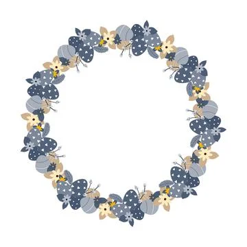 Blue Easter wreath. Vector illustration Stock Illustration