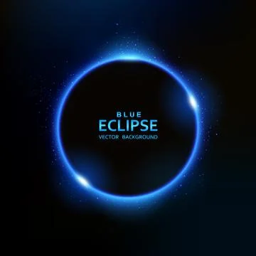 Blue Eclipse Isolated on Dark Background, Vector Illustration イラスト素材