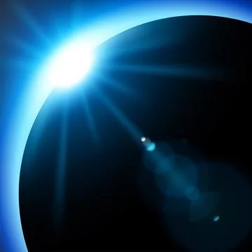 Blue Eclipse, Suitable For Product Advertising, Natural Events, Horror Conc.. Illustrazione stock