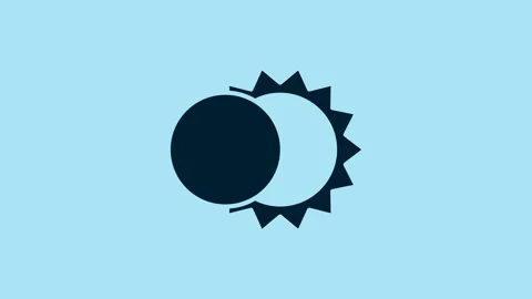 Blue Eclipse of the sun icon isolated on blue background. Total sonar eclipse Stock Footage 231487302