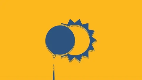 Blue Eclipse of the sun icon isolated on orange background. Total sonar eclipse Stock Footage 234726206