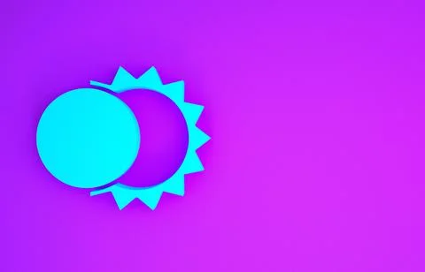 Blue Eclipse of the sun icon isolated on purple background. Total sonar eclip Illustrazione stock