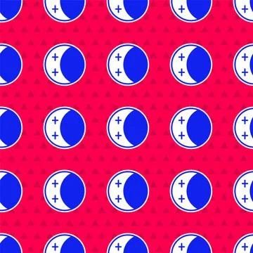 Blue Eclipse of the sun icon isolated seamless pattern on red background. Total 스톡 일러스트