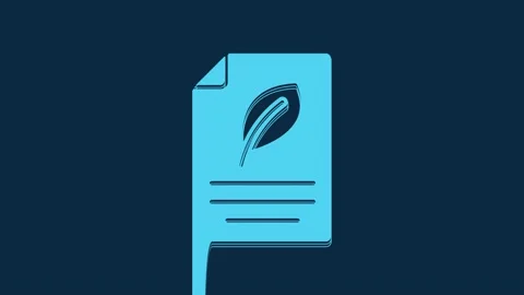 Blue Eco paper with leaf icon isolated on blue background. Suitable for business Stock Footage 235892787