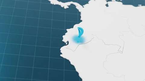 Blue Ecuador 3d map with pointer pin surrounded with other countries in white Stock Footage 316697349
