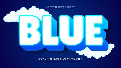 Blue Editable Text Effect Modern Blue Style With Cloud Background Illustrazione stock