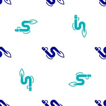 Blue Eel fish icon isolated seamless pattern on white background. Vector Stock Illustration