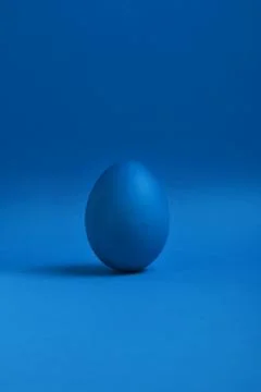 Blue egg on blue background Stock Photos