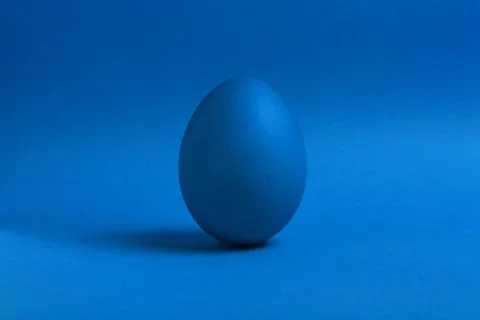 Blue egg on blue background Stock Photos
