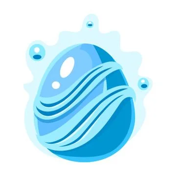 Blue Egg With Bubbles And Stripes, Fantastic Natural Element Egg-Shaped Bright Stock-Illustration