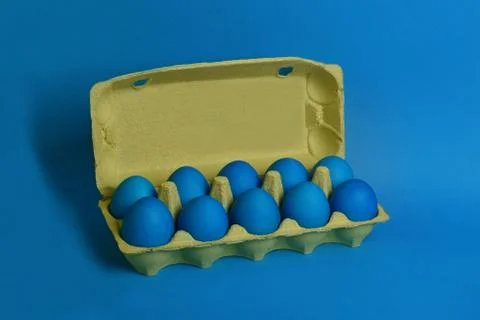 Blue eggs on blue background Foto stock