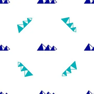 Blue Egypt pyramids icon isolated seamless pattern on white background. Symbol Stock Illustration