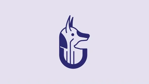 Blue Egyptian anubis icon isolated on purple background. 4K Video motion graphic Stock Footage 232862444