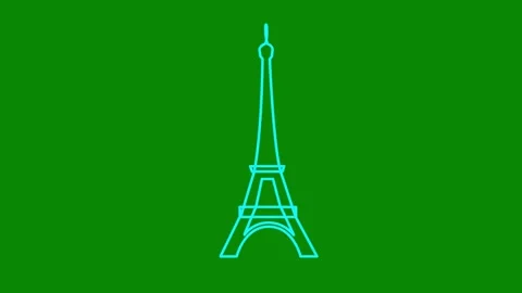 Blue Eiffel Tower green Stock Footage 264475512