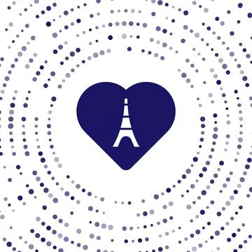 Blue Eiffel tower with heart icon isolated on white background. France Pari.. イラスト素材
