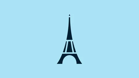 Blue Eiffel tower icon isolated on blue background. France Paris landmark symbol Stock Footage 231422849